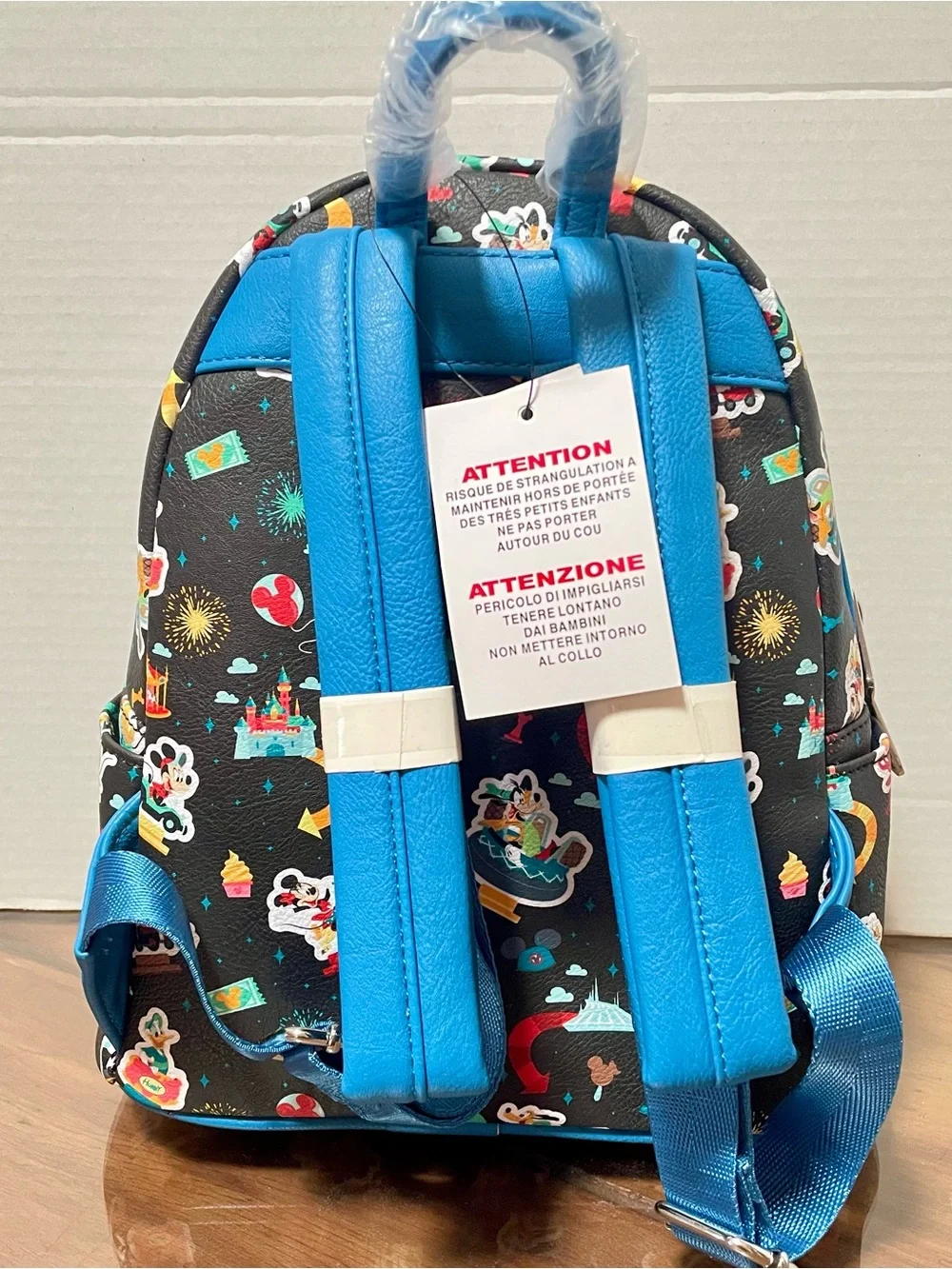 Loungefly Disney Parks Black Mini Backpack with Bright Blue Trim